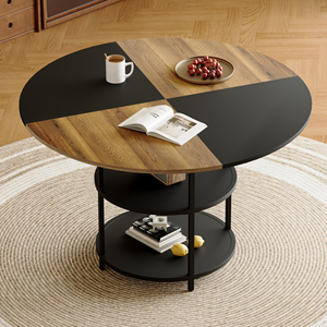 Mesa <span class=keywords><strong>de</strong></span> <span class=keywords><strong>Comedor</strong></span> - Almacenamiento <span class=keywords><strong>de</strong></span> Doble Capa, Diseño en Madera y Negro con Combinación <span class=keywords><strong>de</strong></span> Colores en Forma <span class=keywords><strong>de</strong></span> Abanico, Interpretación <span class=keywords><strong>de</strong></span> la Estética del Hogar - Product Image 3