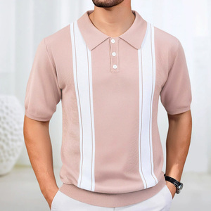 Nouvelle mode hommes pour polos respirant tricoté sweat-shirt T-Shirt court longueur deux couleurs combinaison pas cher - Product Image 1