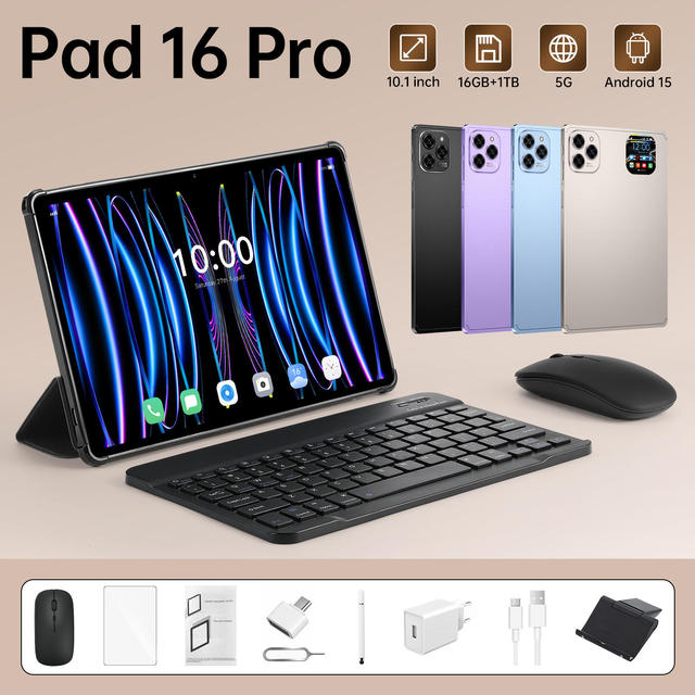 Tablet PC Pad 16 Pro 10.1" Large Screen Cross-Border Smart Android 15 5G Business Use for MTK Quad Core Manufacturer Wholesale
