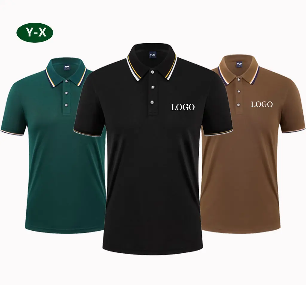 Y-X pakaian Golf bordir dicetak desain kustom polos putih hitam poliester Fit polos pria Golf Polo T shirt