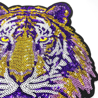 Maillot d'équipe de sport Broderie Applique Badge Grand Tigre Coloré Sequin Patch Fer sur Patchs pour Adulte Sacs Vêtements