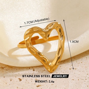 Wholesale Fashion Jewelry <strong>Gold</strong> Plated Stainless Steel Irregular Heart Opening Adjustable <strong>Ring</strong> for Women Jewelry - Product Image 6