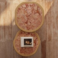 Table basse rose en marbre naturel, modèle de luxe simple et design pour salon SG088