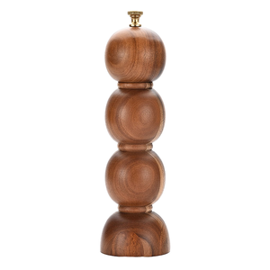 Wholesale Z/F GLOBAL EXPORT Gourd Shape Kitchen 8 Inch Acacia Wood Rotary Knob Manual Salt & <b>Pepper</b> <b>Grinder</b> Eco-Friendly - Product Image 1