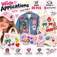 Patch brodé thermocollant et à coudre, motifs Kawaii variés (cœurs, étoiles, animaux) pour vente en gros