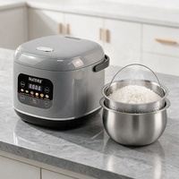 Cuiseur à riz électrique multifonctionnel 1,2 L 500 W avec cuve en acier inoxydable 304, tasse doseuse et panier vapeur – Cuiseur à riz de cuisine