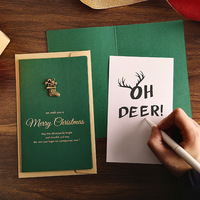 Pine Green Joyeux Noël Carte de remerciement Cartes de voeux en feuille d'or avec décoration mentale et enveloppe Acceptée sur mesure