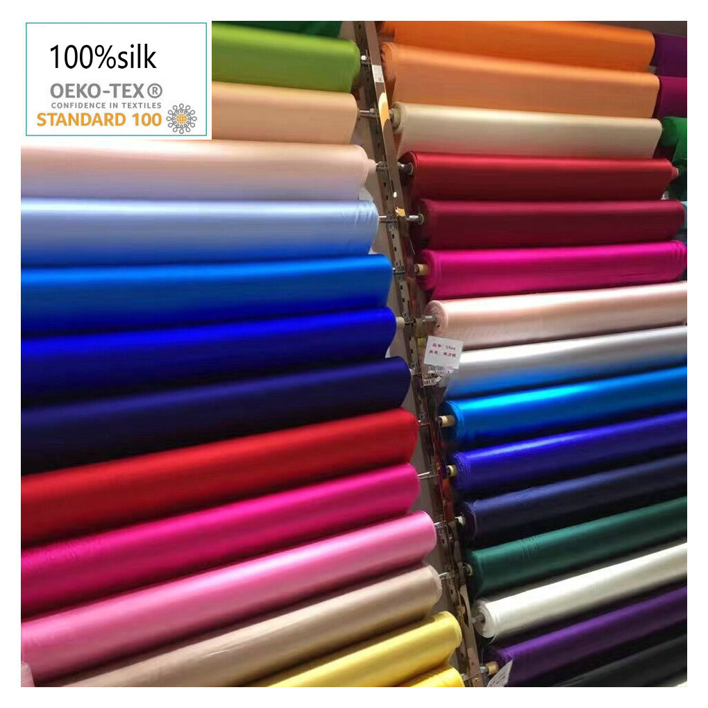 96 couleurs en stock OEKO TEX 16/19/22/25/30/40MM tissus en soie doux 100% mûrier soie Satin Charmeuse tissu