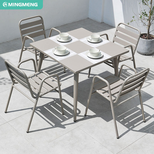 Tavolo esterno in lega di alluminio Set sedia resistente all'acqua tavolino <span class=keywords><strong>giardino</strong></span> casa Picnic soggiorno sala da <span class=keywords><strong>pranzo</strong></span> materiale metallico - Product Image 2