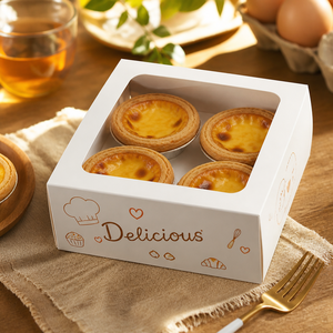 Boîte <span class=keywords><strong>à</strong></span> tartelettes portugaises multi-cavités <span class=keywords><strong>en</strong></span> carton blanc, emballage multi-paquet pour desserts, personnalisation du logo, fourniture pour commandes <span class=keywords><strong>en</strong></span> gros de boulangeries - Product Image 1