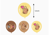 Vaisselle de fête Capybara, décoration d'anniversaire, assiettes en papier jetables pour enfants, gobelets, serviettes, ballons, décorations de gâteau, boîtes à popcorn