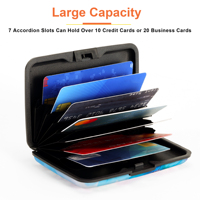 Porte-cartes de crédit fin en aluminium personnalisé avec fermeture à bouton, blocage RFID, style portefeuille pour hommes et femmes