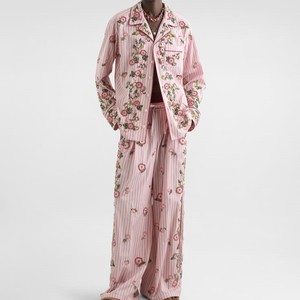 Conjunto de Pijama de Hombre de Lujo, Tejido de Algodón Puro con Estampado Floral y Bordado, Fabricante OEM ODM de Marca Privada - Product Image 3