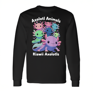 Camiseta de Manga Larga con Estampado Digital de Ajolotes Kawaii, Unisex, Cuello Redondo, para Actividades Promocionales para Adultos - Product Image 2