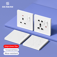 Interruptor de Pared de Vidrio Templado, Estándar UK, 13A, 2 Tomas, 1 Vía, 2 Vías, 3 Vías, Panel de Enchufes con Puertos USB C, 10 Años de Vida Útil Mecánica, Estilo Retro