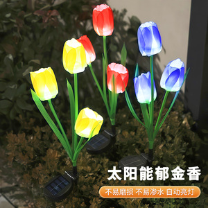 Lámpara Solar de Jardín con Forma de Tulipán, 3 Cabezas LED, Decorativa para Exteriores, Resistente al Agua, Autoportante, Alimentada por Energía Solar - Product Image 5