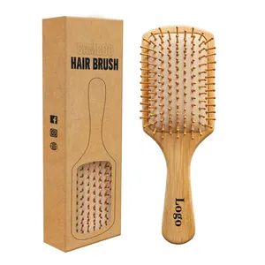 Spazzola per capelli in bambù naturale in legno Set di pettini districante per capelli spazzola per capelli ecologica per donna uomo bambini