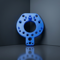Plaque de montage pour effector final de robot en PETG imprimée en 3D par FDM, prototype bleu translucide, R&D, automatisation, OEM personnalisé