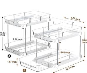 Organizadores Transparentes de PET de 2/3 Niveles para Debajo del Fregadero, Estante de Almacenamiento Extraíble Apilable con Divisores Móviles para Cocina, Baño y Despensa - Product Image 2
