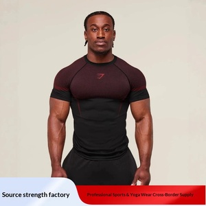T-shirt sportiva da <span class=keywords><strong>uomo</strong></span> a maniche corte, traspirante, ad asciugatura rapida, anti-umidità, slim fit, con fantasia a pois e motivo muscolare - Product Image 2
