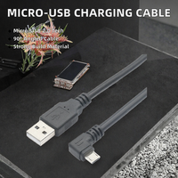 0,25 m 0,5 M 1M PVC trenzado Micro-USB 2,0 L Cable de carga de datos para computadora ángulo recto 90 grados macho Micro USB macho conectores