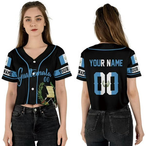 Label Kustom OEM Guatemala Meksiko AS Kaos Pendek Wanita Remaja Baju Olahraga Bernapas Crop Top Jersey Baseball - Product Image 2