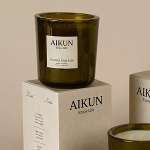 เทียนหอมถั่วเหลืองในขวดแก้วพร้อมน้ำมันหอมระเหยจาก AIKUN Supplier สำหรับตกแต่งงานแต่งงาน งานปาร์ตี้ และงานอีเว้นท์ต่างๆ - Product Image 2