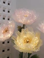 Harga Pabrik Bunga Peony Raksasa dari Organza Sutra dengan Lampu LED untuk Dekorasi Panggung Pernikahan, Pajangan Jendela Hotel, Bunga Besar dengan Lampu