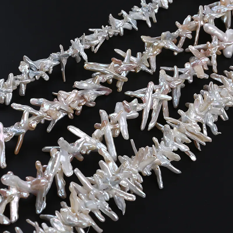Natural C/B/A/AA Grade White Cross Shape Pearl Strand Irregular Freshwater Pearl For Jewelry Making