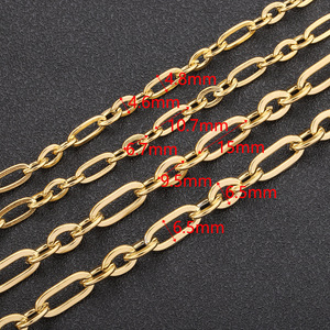 18k Stainless Steel <b>Chain</b> 3:1 Hammered <b>Cross</b> Flattened O-Link Thick Non-Welded Joints For Bracelets Necklaces - Product Image 2