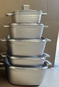 Ensemble de casseroles carrées <span class=keywords><strong>en</strong></span> aluminium robuste, 10 pièces, 20-32 cm, grande capacité, avec <span class=keywords><strong>faitout</strong></span> de 28 cm, durable, antiadhésif, ustensiles de cuisine - Product Image 2
