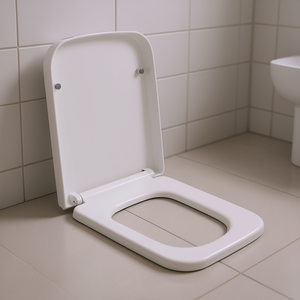 D0100HPC0NY Sedile WC Quadrato in Plastica Bianca con Chiusura Lenta e Sgancio Rapido, Design Minimalista per Bagno - Product Image 2