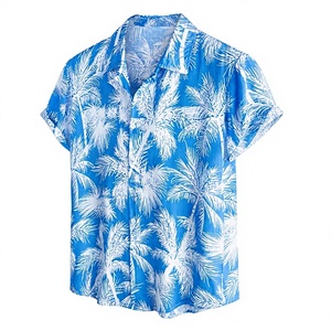 เสื้อเชิ้ตชายหาดพิมพ์ลายใบปาล์มเขตร้อนลำลองสำหรับบุรุษแขนสั้นระบายอากาศได้ดีเสื้อผ้ารีสอร์ทวันหยุด - Product Image 1