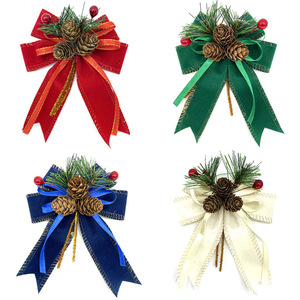 Lazo de Terciopelo con Adorno de Piña de Pino Navideña al por Mayor para Decoración de Árboles, Coronas y Cajas de Regalo - Product Image 4