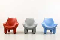 Fauteuil décontracté monoplace en forme de patte d'éléphant, design moderne et épuré, en plastique, pour l'extérieur et la maison, idéal pour les petits appartements