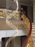 Main courante en laiton coulé de style européen de luxe, dorée, Tiluoke TLK-A29, à fixation au sol pour escaliers, balcons, terrasses et villas