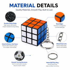 Porte-clés cube magique 3x3 personnalisé avec logo, jouet de puzzle classique pour enfants et adultes, cube de vitesse lisse, cadeau promotionnel en gros - Product Image 5