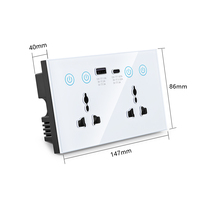 Prises murales OCY avec USB Type C Tuya, norme britannique 147 UK 10A, panneau en verre, double prise intelligente WIFI Tuya