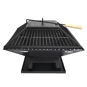 Uk Popular Fire Pits Quadrado Portátil Mini Poço De Fogo De Carvão Ao Ar Livre