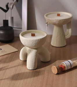 Velas de Soja <span class=keywords><strong>en</strong></span> Pilar de Cerámica Hechas a Mano, Portavelas de Cemento, Portavelas de Concreto, Decoración Artística Creativa y Ecológica para el Hogar - Product Image 4