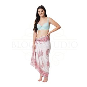 Pareo de Algodón con Estampado a Mano en Rosa Caramelo para Mujer, Ligero, para Usar como Cubrebañador, para la Playa y Vacaciones de Verano - Product Image 4