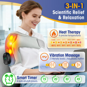 Masajeador Eléctrico de Hombros con Calor Personalizado de Fábrica, 3 Modos de Vibración, Terapia de Calor, Masaje de Cuello y Espalda, Ajustable, Inalámbrico, Alivio del Dolor - Product Image 1