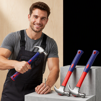 Marteau à griffes personnalisé avec logo, tête bleue 250g, manche en caoutchouc, outil à main OEM ODM pour charpentier, commande en gros, vente directe d'usine