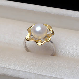 Bague en argent S925 à motif de fleur ouverte, 7-9 perles, accessoires de bijoux, plateau vide semi-fini amovible, bague de séparation de couleur - Product Image 2