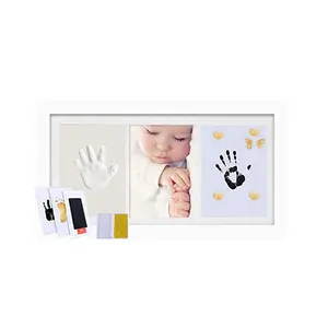 Baby Footprint and Handprint Pet Paw Photo Frame Kit Clean Touch Ink Pad Easy to Hang on Wall or Stand on Any Desk