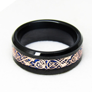 <strong>Men</strong> Blue <strong>Celtic</strong> Dragon Two Tone Blue Black Color Tungsten Carbide Male <strong>Ring</strong> - Product Image 3