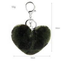 Porte-clés Pompon Cœur en Fausse Fourrure pour Sacs à Main Femme, Lots de Porte-clés Pompons en Fourrure Synthétique