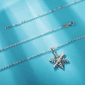 Oem <span class=keywords><strong>de</strong></span> las mujeres <span class=keywords><strong>de</strong></span> <span class=keywords><strong>la</strong></span> joyería <span class=keywords><strong>de</strong></span> <span class=keywords><strong>la</strong></span> plata esterlina 925 copo <span class=keywords><strong>de</strong></span> nieve blanco colgante collar encanto - Product Image 2