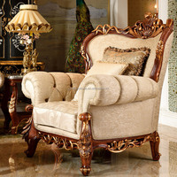 Raffiniertes Luxus-Sofa im Europäischen Stil Königliche Wohnzimmermöbel Premium-Stoff Massivholz Geschnitztes Sofa-Set Amerikanischer Stil
