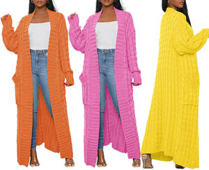 OEM personalizza Casual manica lunga tinta unita con tasche <span class=keywords><strong>taglie</strong></span> <span class=keywords><strong>forti</strong></span> Cardigan semplice maglione a maglia larga - Product Image 5